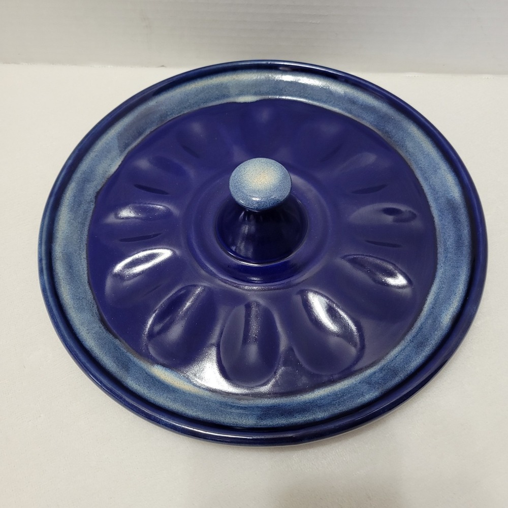 Tumbleweed‎ Pottery Deviled Egg Plate 10" Cobalt Blue Easter Table